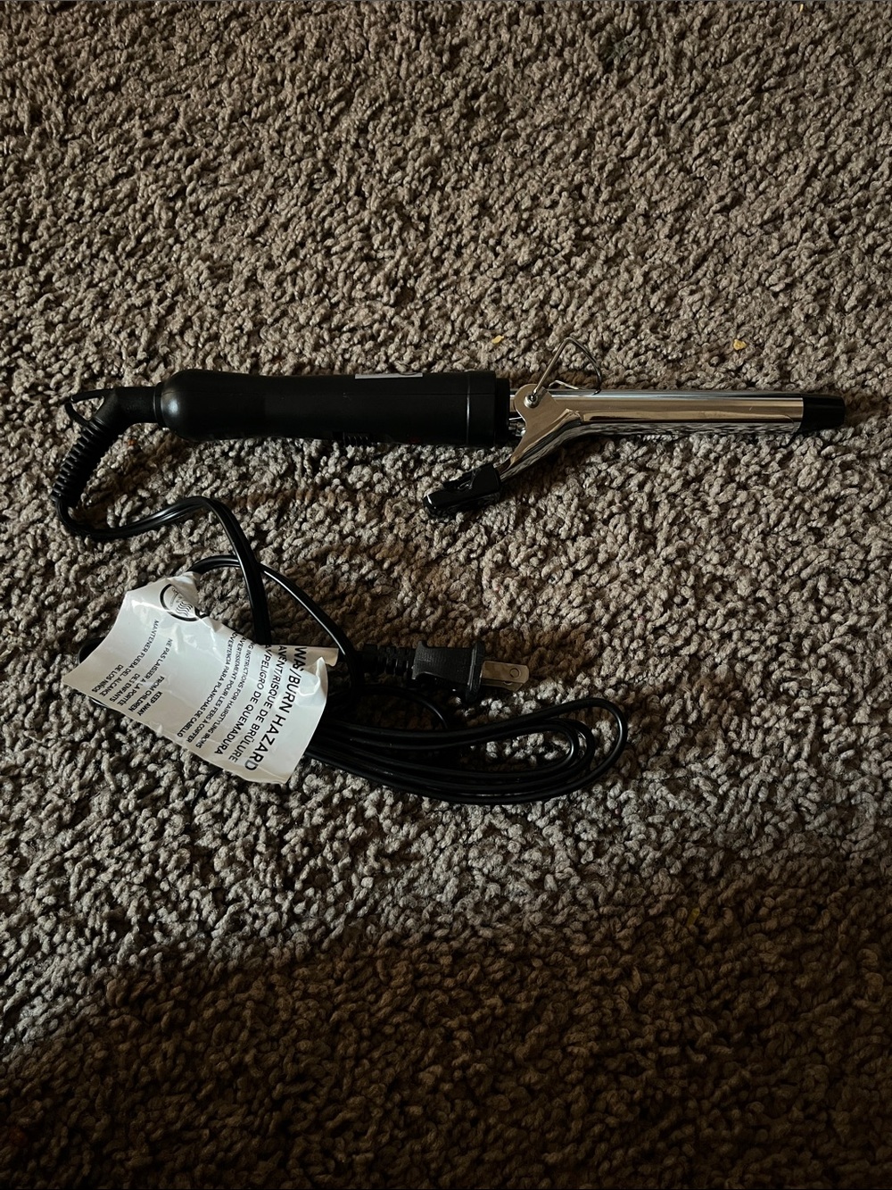Black and Silver Professional Curling Iron with Clamp